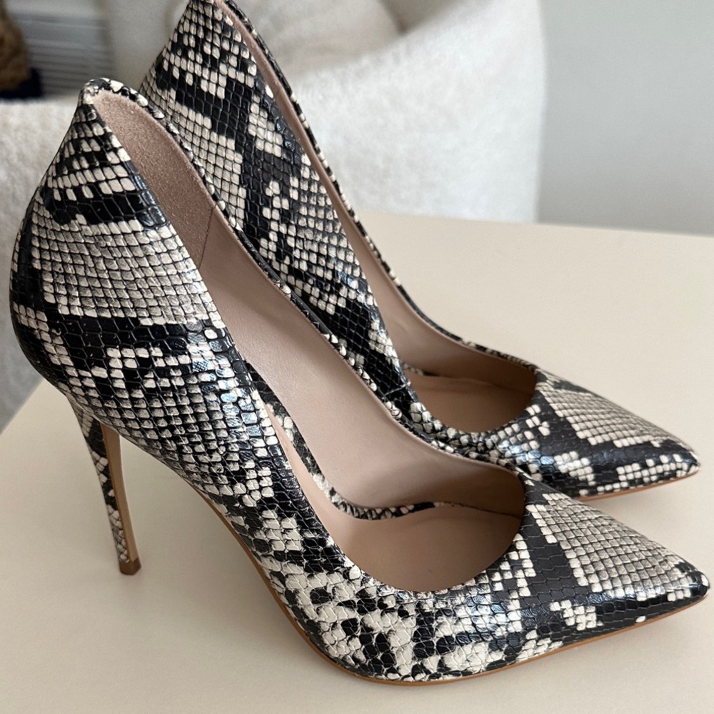 Aldo Black and Cream Snakeskin Heels - Picture 3 of 6